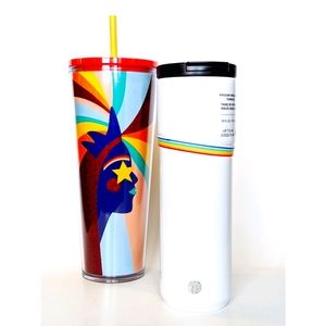 Starbucks Hot and Cold Cup Set Glitter Siren Rainbow Starburst Pride 2020